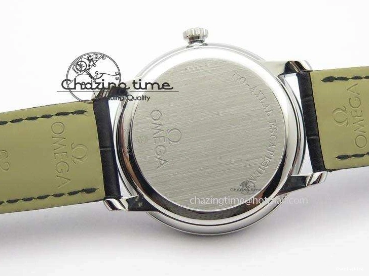 0404 Flexible De Ville MK 1:1 Best Edition SS White Dial On Black Leather Asian Seagull T1701 (Sec@6) 8244